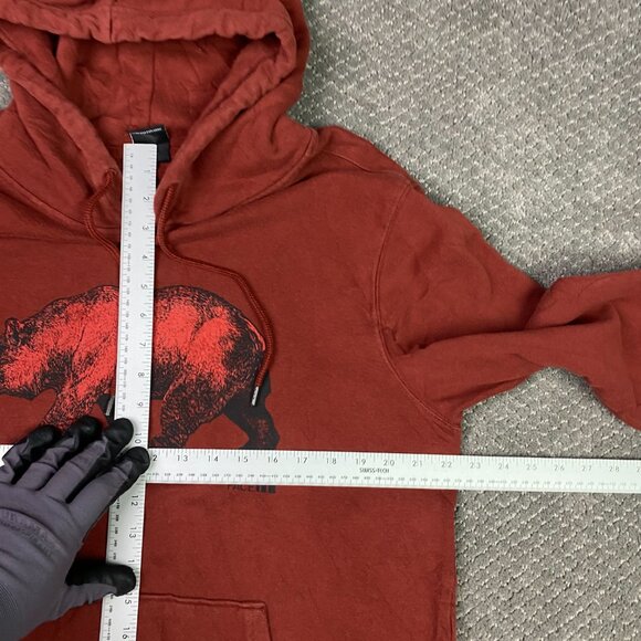 The North Face Hoodie Men's Medium Brick Red Bear Pullover Drawstrings Outdoors - Picture 8 of 10